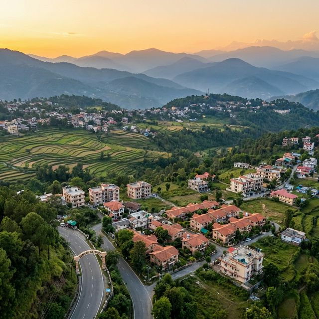 Scenic view of Haldwani with mountains